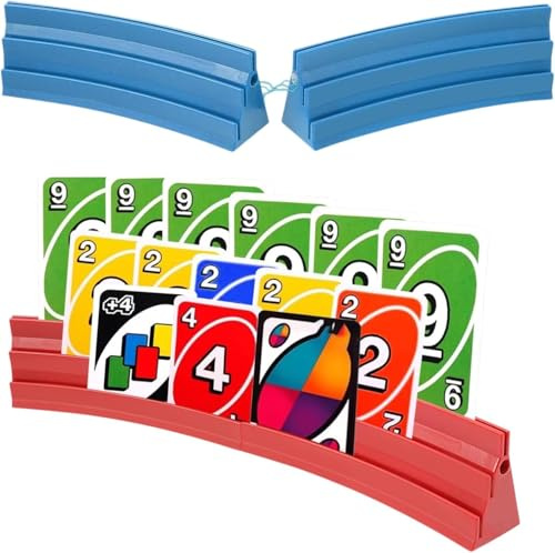 EHJAOOHH Spielkartenhalter, 4er-Set, 3 Ebenen, magnetisch | Vier Spielkartenhalter mit je drei Ebenen seitlich magnetisch verbindbar für Poker UNO viele gängige Spielkarten