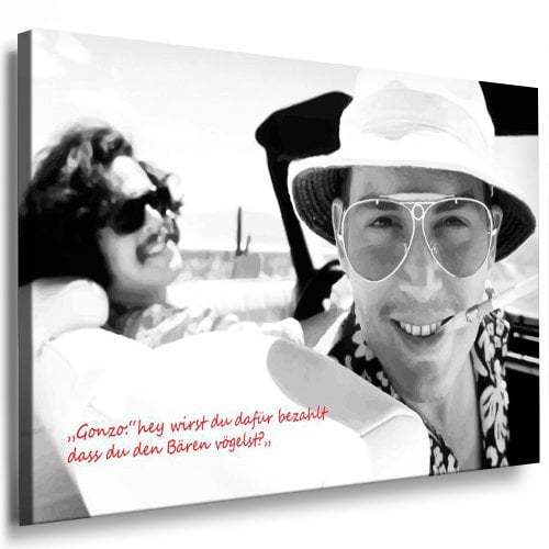 Fear and Loathing In Las Vegas Leinwand Bild 100x70cm - Leinwandbild fertig auf Keilrahmen - Kunstdrucke, Leinwandbilder, Wandbilder, Poster, Gemälde, Pop Art Deko Kunst Bilder