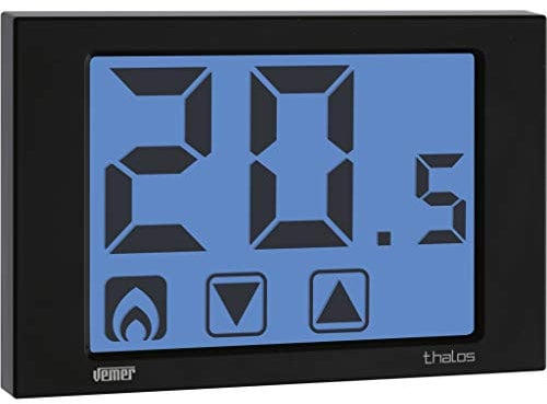 VEMER VE433900 THALOS - Termostato Digitale da Parete, Display Touch Screen, Alimentazione a Batterie, Nero