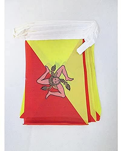 AZ FLAG Ghirlanda 6 Metri 20 Bandiere Sicilia 21x15cm, Bandiera Siciliana - Italia 15 x 21 cm - Festone Bandierine