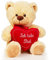 Lumaland Teddybär mit Herz in Beige 30 cm - Ich Liebe Dich Teddy - kuschelig - Plüsch Kuschelbär Kuscheltier Herzkissen - ideal für Freund und Freundin - Geschenk zum Valentinstag