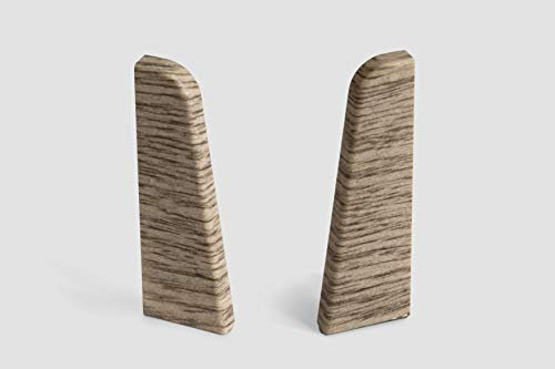 EGGER Endstück Sockelleiste Eiche graubraun für einfache Montage von 60mm Laminat Fußleisten | Inhalt 2 Stück | Kunststoff robust | Holz Optik grau braun