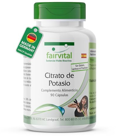 fairvital Kaliumcitrat, 90 Kapseln, HOCHDOSIERT, 300mg elementares Kalium pro Kapsel, VEGAN