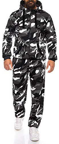 Finchman Finchsuit 1 Men's Jogging Suit Tracksuit Cotton Gym Warm Tracksuit Breathable Leisure Suit, Camo grey, S