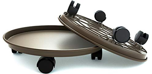 Lot de 2 Soucoupe Pot Fleur roulettes - Support à roulettes pour Pot De Fleurs Rond pour Pot de Fleurs Rond (Marron, 33 cm,Lot de 2)