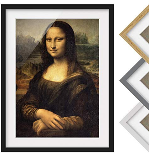 Bild mit Rahmen - Leonardo da Vinci - Mona Lisa - Farbe Schwarz, 40 x 30 cm