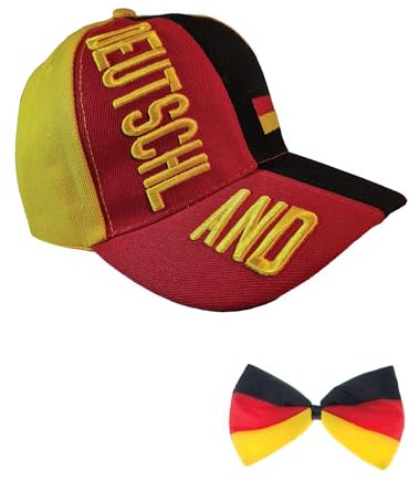 Fußball Klamotten Hut Deutschland Cap EM WM Herren Fußball Deutschland Fan-Hut mit Fliege Deutschland schwarz rot Gold