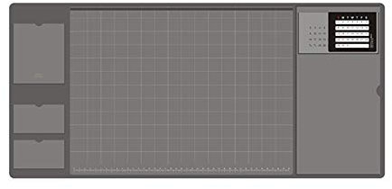 Retro Multifunktion Schreibtischunterlage wasserdicht PU Computertischmatte Mauspad mit Kalender, für Büro & Zuhause I Kalendarium 2021 2022 - Maße 32,8 x 70 (Grau)