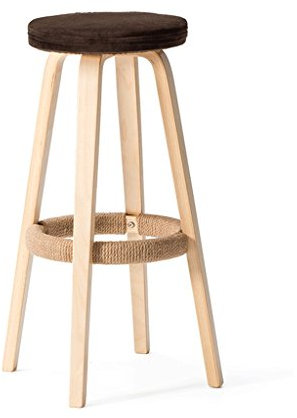 ZCX Solid Wood Bar Chair Round High Stool Bar Stool Coffee Stool Reception Chairs (Color : B, Size : Redwood color)