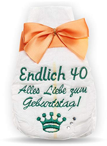 Tanjo Geschenk zum 40. | Endlich 40 | Geburtstag Tanjo bestickte Windel | orange lustige Geschenke zum 40. Geburtstag, 40 Geburtstag Frauen