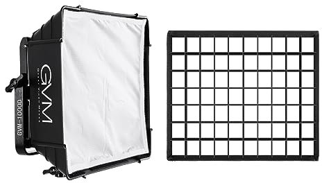 GVM Great Video Maker Foldable Softbox Diffuser with Grid Beehive for RGB 680RS, 880RS Series Video Light, Black, White, Fabric and Metal, Softbox with Grid, 1 Pack