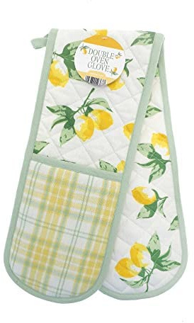 Deluxe Double Oven Gloves - 10+ Designs - Gift Idea For the Chef in Your Life - 100% Cotton Outer Material - All Seasons (Lemons)