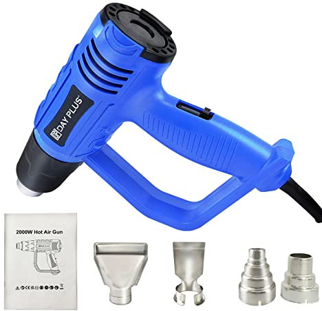 2000W Heat Gun & Paint Stripper Kit, Professional Hot Air Gun Tool Various Temperature Control 60℃ to 600℃ with 2 Speed Modes Heater for DIY, Shrinking PVC, Stripping Paint, Crafts, 4 Nozzles