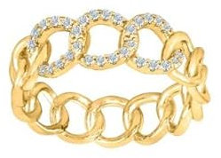 JC Trauringe Damenring Panzer-Ring mit Zirkonia 925 Sterling Silber Gelbgold vergoldet Schmuckring 145 117-gelb (50 (Ø 15,9 mm))