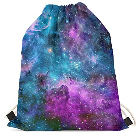 BYCHECAR Kordelzug-Beutel für Kinder, Jungen, Kordel-Rucksack für Mädchen, Turnbeutel, Galaxie Space Violett, One size