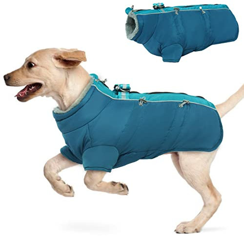 Hjyokuso Wasserdichter Hundemantel Winter Warme Jacke, Hundejacken für kleine Mittel Große Hunde, Hundepullover, Winddichte Wintermantel Hund mit Reflektierender Streifen und Reißverschluss XL