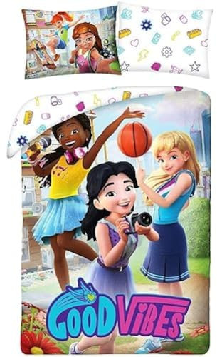 Halantex Lego Friends 100% Baumwolle Einzelbettbezug und Kissenbezug Set - Europäische Größe
