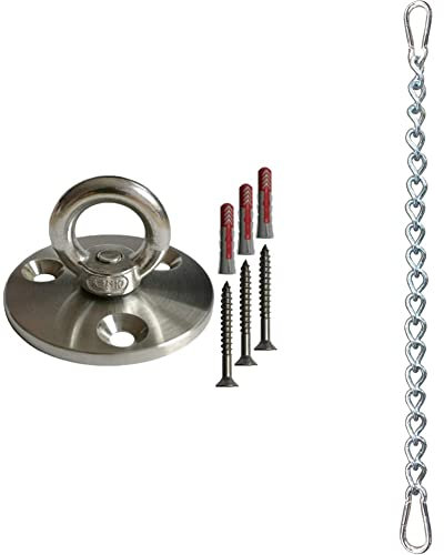KLIFFHÄNGER Deckenhaken für Hängesessel (Deckenhaken) & Verlängerungskette für Hängesessel, Hängestuhl und Hängematte mit Zwei Karabiner | Verschiedene Längen (Kette 99 cm)