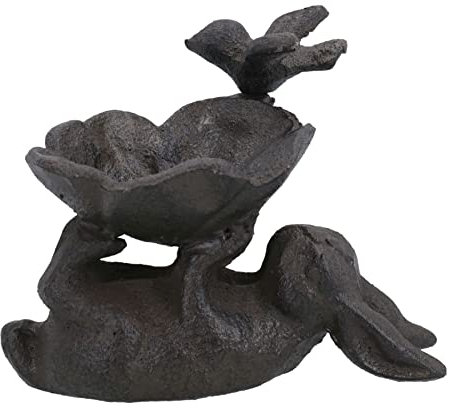 AB Tools Rabbit/Bird Bath Cast Iron Feeder Sitting Ornament Garden Feature Statue House