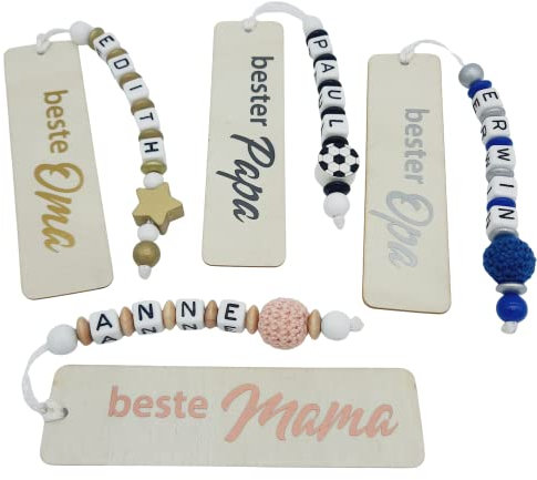 Personalisiertes Lesezeichen mit Namen - freie Farb und Motivwahl - Geschenk für Oma, Opa, Mama, Papa, Weihnachten, Geburtstag