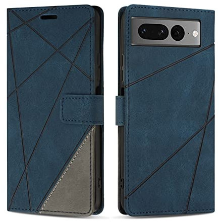 SONWO Hülle für Google Pixel 7 Pro, Premium PU Leder Handyhülle Flip Case Wallet Silikon Schutzhülle Klapphülle für Google Pixel 7 Pro, Blau