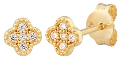 cai Damen Ohrstecker 925/- Sterling Silber 0,8cm vergoldet Zirkonia gelb 274220237V