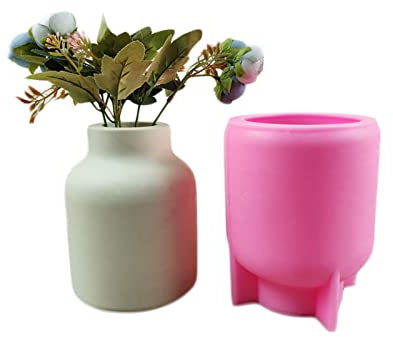 Xidmold Vase rond en silicone grand vase à fleurs en résine moule de rangement en silicone pour vase, béton, moule en silicone fait à la main