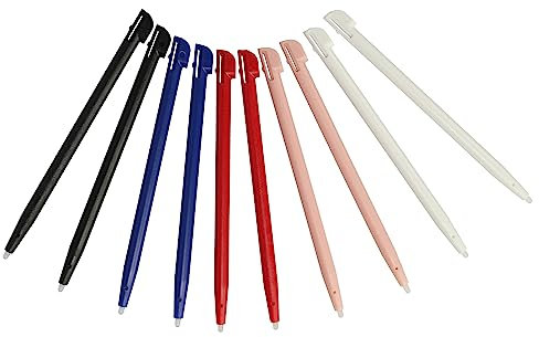 vhbw 10x Stylos de Saisie Compatible avec Nintendo 2DS Console de Jeux - Noir/Rose/Blanc/Bleu/Rouge