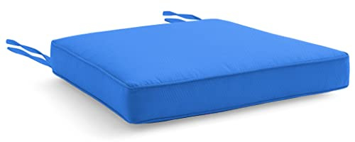Water Resistant Chair Cushions with Ties for Indoor and Outdoor Use - Patio Furniture Seat Pads with Durable Polyester Fabric - Ideal for Dining, Lawn, Garden, Coffee Shop (44 x 50 x 5cm, Blue)