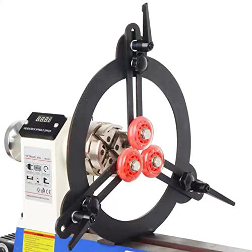 Wood Lathe Steady Rest, 3-Point Woodturning Adjustable Steady Rest for Full Size and Medium Size Lathe, Lathe Tool Accessory with Three Fixing Wheels, Break Open Style