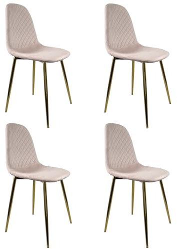 Marvin Sedia Roberta In Velluto Con Gambe In Metallo Dorate Oro Sedie Di Design Moderno Interno Per Sala Da Pranzo Salotto Soggiorno Elegante (Rosa, 4)