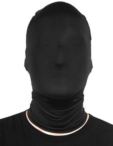 Schwarze Phantom Maske - elastische Strumpfmaske aus Stoff - Kostüm-Accessoire für Karneval, Halloween & Motto-Party