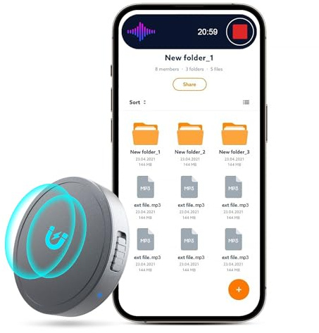 Spy Mini enregistreur audio 4K à activation vocale caché | Longue capacité de stockage de 94 heures (8 Go) | 20 heures d'enregistrement | Date et heure | Facile à utiliser | Enregistreur numérique