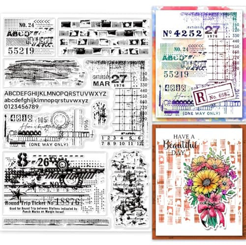 GLOBLELAND Klare Stempel Mit Vintage Hintergrund Für Kartenherstellung Retro Texthintergrund Klare Stempelsiegel Transparente Stempel Für Fotoalbum Tagebuch Heimdekoration