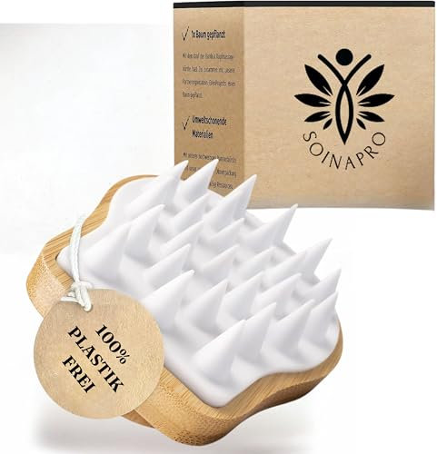 Soinapro Brosse de massage du cuir chevelu, en bambou, avec effet anti-pelliculaire, brosse à shampoing pour la douche, brosse de lavage des cheveux pour une croissance saine des cheveux, massage du
