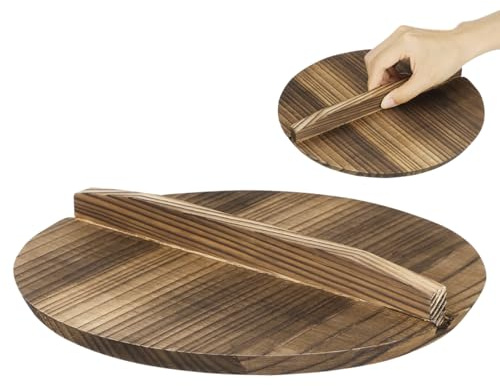 Alipis Tapa para wok de madera, universal, tapa para ollas y sartenes, tapa de madera, tapa de wok, tapa a prueba de fugas, tapa de sartén de repuesto (Cm)