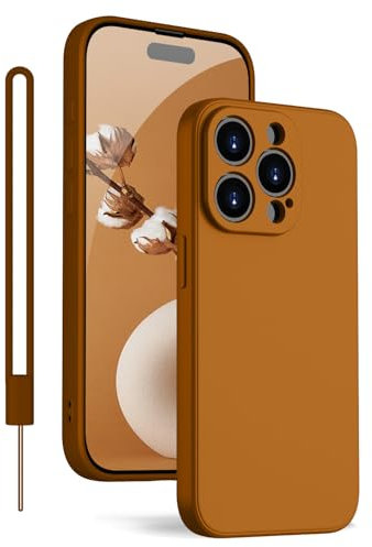 KPPIT for iPhone 15 Pro Case Silicone,Shockproof Cover with Microfiber Lining 6.1 inch,Silky-Soft Touch Full-Body Protective iPhone 15 Pro Phone Case(Brown)