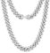 KRKC&CO 12mm Herren Panzerkette mit Iced Out Verschluss, Weißgold plattiert Cuban Link Chain, Edelstahl Miami Kubanische Gliederkette Silberkette, Hip Hop Kette für Männer Jungen [Größe 50,8cm]