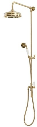 MILANO Rigid Riser Fixed Shower Head Handset Brushed Brass