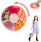 Farerkass Snack Spinner, Snackbox mit Fächern, Runde Snackbox Kinder, frei von BPA und PVC Snackbox mit Fächern Kinder mit Deckel, Snackbehälter für Outdoor, Familien, Party (Rosa)