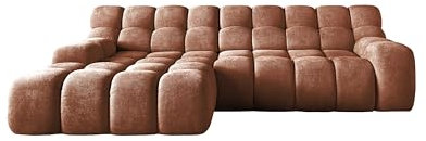 DomoHome- Campile Big Ecksofa mit Schlaffunktion Sofa Modern Couch Eckcouch Wohnzimmer Möbel Ausfahrbarer Sitz Sofa L Form, Links Size: 85x288x119 cm Stoff: Eden 10 Farbe: Braun