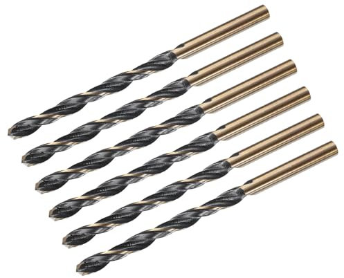 sourcing map 6pcs Jobber Drill Bits 4.2mm (0.165) Black Nitride & Gold Titanium Coated M2 High Speed Steel (HSS) Twist Drill Bits for Stainless Steel Aluminum Alloy Metal