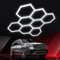 hexágonos lampara led,luz nido de abeja led para techo,Luces de garaje hexagonales,De 1 a 8 orificios son opcionales, adecuados para garajes, iluminación de lavado de autos y centros comerciales