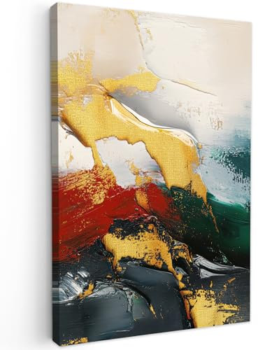 MuchoWow© Weihnachtsdeko Leinwandbild 60x90 cm Dekoration Wohnzimmer Bilder Pictures Weihnachtsgeschenke Decoration Living Room Deko Moderne Bild Geschenke Modern - Weihnachten - Abstrakt - Gold
