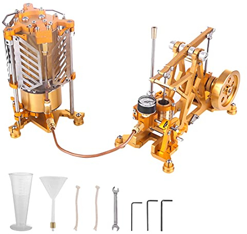 PizazzToy Dampfmaschine Bausatz Erwachsene, Watt-Dampfmaschine Wissenschaftliches Lehrmodell Dampfpumpe mit Kesselgenerator, Kreatives Geschenk Modell Dampfbetriebenes Mechanisches Set
