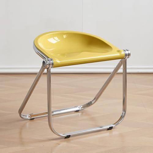 YCYHZC Klappstuhl Zuhause, Tragbare Barhocker Acryl, Transparente Esszimmerstühle Kunststoff Mit Rutschfesten Fußpolstern Für Innen Außenbereich(Yellow)