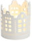 Windlicht Haus rund 14cm hoch - 10 cm Durchmesser weiß Teelichthalter Porzellanhaus Teelichthaus - Porzellan - Deko