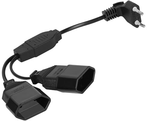 AXFEE rallonges d'alimentation, 30cm 2 en 1 Câble d'extension de Prise d'extension EU, 0,75 mm² Max. 2.5A/250V Fiche Euro vers Prise Euro pour Ordinateur, TV, PC, Noir