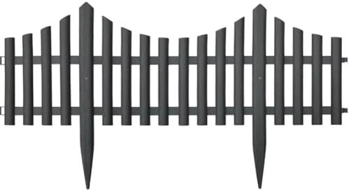 10PCS Black Lawn Border Fence – Interlocking Plastic Wooden Effect Picket Edging Panels for Garden Borders, Pathways, Landscaping & Decorative Lawn Edging – 60cm x 33cm Weather-Resistant Durable Panel
