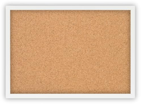 CLAMARO 'Memo' Pinnwand Kork 90 x 60 mit Rahmen | Weiß Matt | Korkwand mit MDF-Holz Bilderrahmen und Metall Aufhängern (Qerformat & Hochformat) | Inkl. 10 Reißzwecken